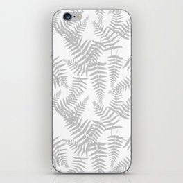 Light Grey Silhouette Fern Leaves Pattern iPhone Skin
