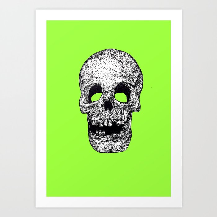 Skull Face - Green Art Print