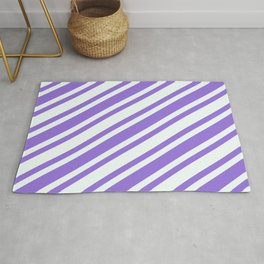 [ Thumbnail: Purple and Mint Cream Colored Pattern of Stripes Rug ]