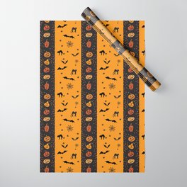 Halloween Jack-O-Lantern Stripes Wrapping Paper