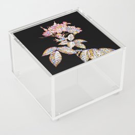 Floral Boursault Rose Mosaic on Black Acrylic Box