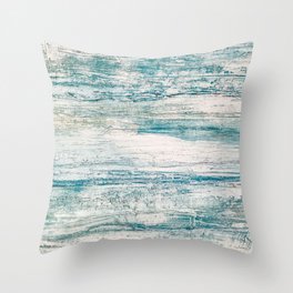 Sea Foam Blue Acrylic Textured Painting Throw Pillow