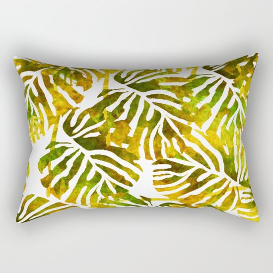 Sunset Tropical Leaves Abstract Rectangular Pillow