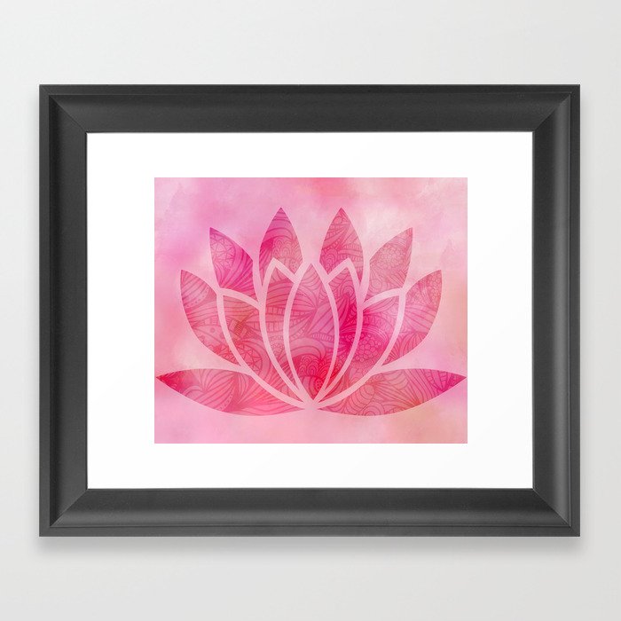 Zen Watercolor Lotus Flower Yoga Symbol Framed Art Print