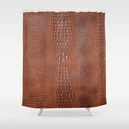 Orange brown leather texture background Shower Curtain