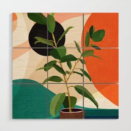 Ficus Colorful Round Geometry I Wood Wall Art