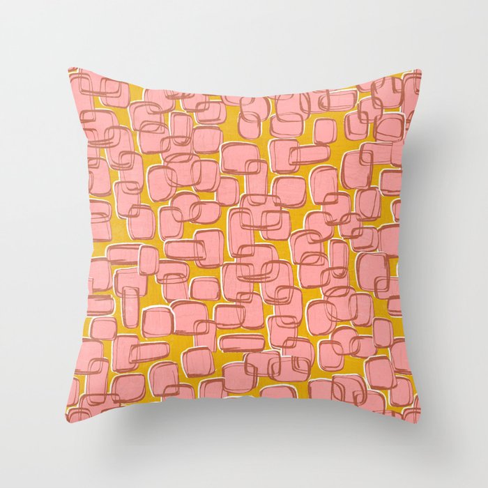 Abstract Geo-Pink and Yellow Throw Pillow