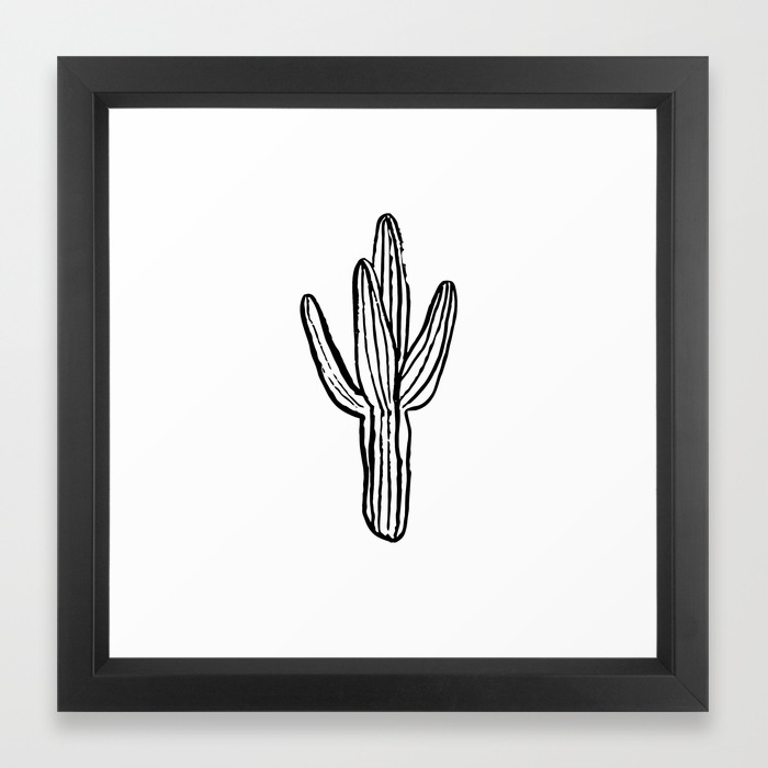 Cactus Minimal Modern Black And White Art Decor Painting Trendy
