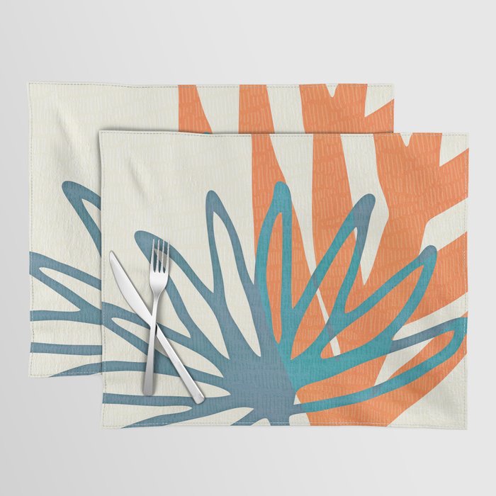 Mid Century Nature Print / Teal and Orange Placemat