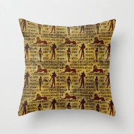 Egyptian Decorative hieroglyphics Pattern Throw Pillow