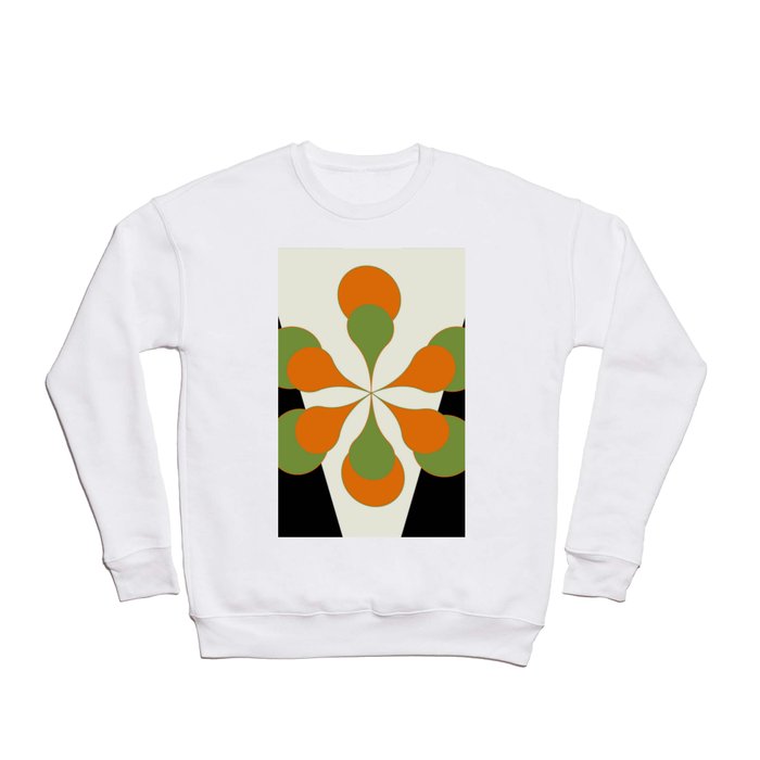 Mid-Century Modern Art 1.4 - Green & Orange Flower Crewneck Sweatshirt