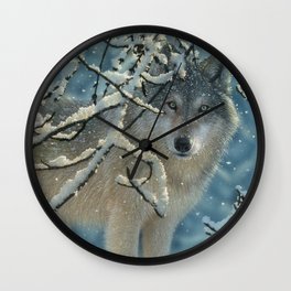 Wolf in Snow - Broken Silence Wall Clock