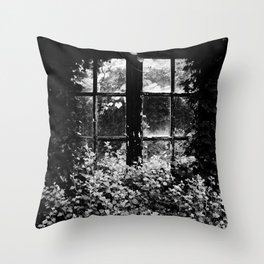 Cottage window black and white Throw Pillow