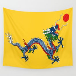 Chinese Dragon - Flag of Qing Dynasty Wall Tapestry | Scary, Political, Vintage, Animal 