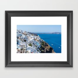 Santorini, Greece, Blue Ocean Views, Beach Town Framed Art Print