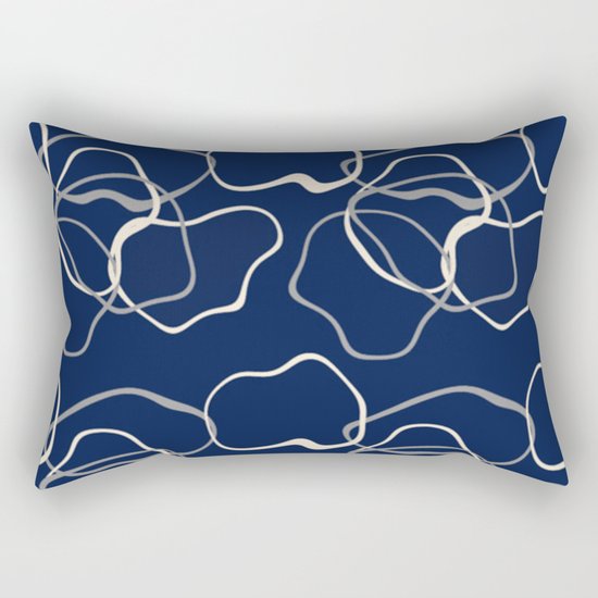 lignes bleues courbes Rectangular Pillow