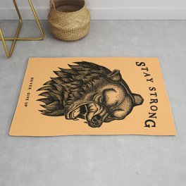 STAY STRONG NEVER GIVE UP Rug | Motivation, Typography, Beast, Illustration, Savage, Inspiration, Curated, Motivational, Workout, Blackandwhite 