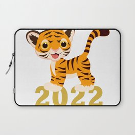 Happy New Year 2022 With Funny Tiger Cub Laptop Sleeve