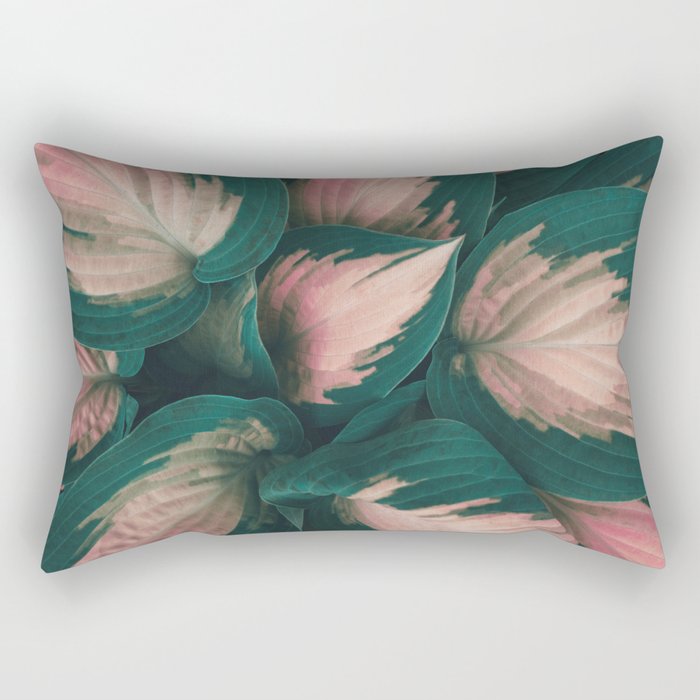 Pink Hosta Leaves Rectangular Pillow