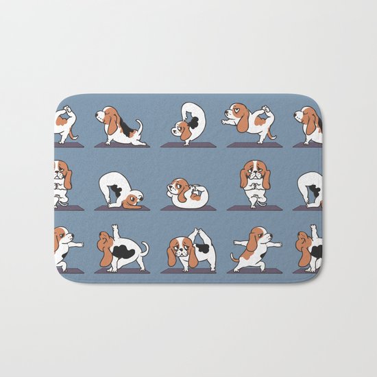 Basset Hound yoga Bath Mat