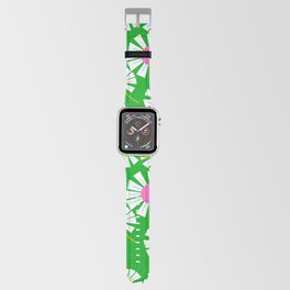 Retro Modern Mini Daisy Flowers On Green Apple Watch Band