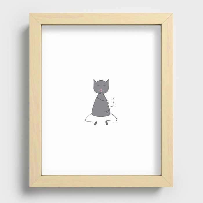 Cute grey colored cat Recessed Framed Print