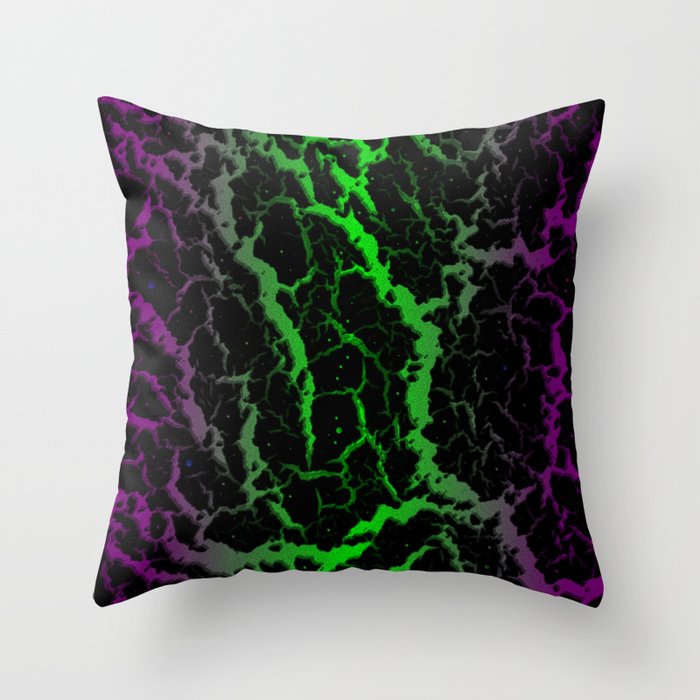 Cracked Space Lava - Purple/Green Throw Pillow