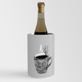 A cup of tea and trees. Winter landscape Wine Chiller