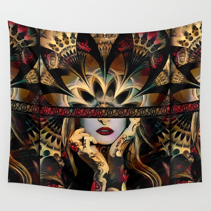 The Lady of a Thousand Swords (Desert Tribal Fractal Fusion) Wall Tapestry