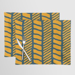 Mid Century Modern Lines - Blue and Yellow Placemat