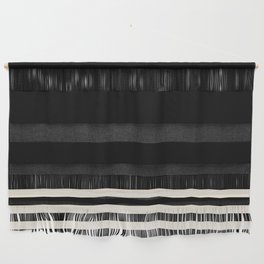 Thin Cuff Stripes Minimalist Pattern in Black and Almond Cream Wall Hanging