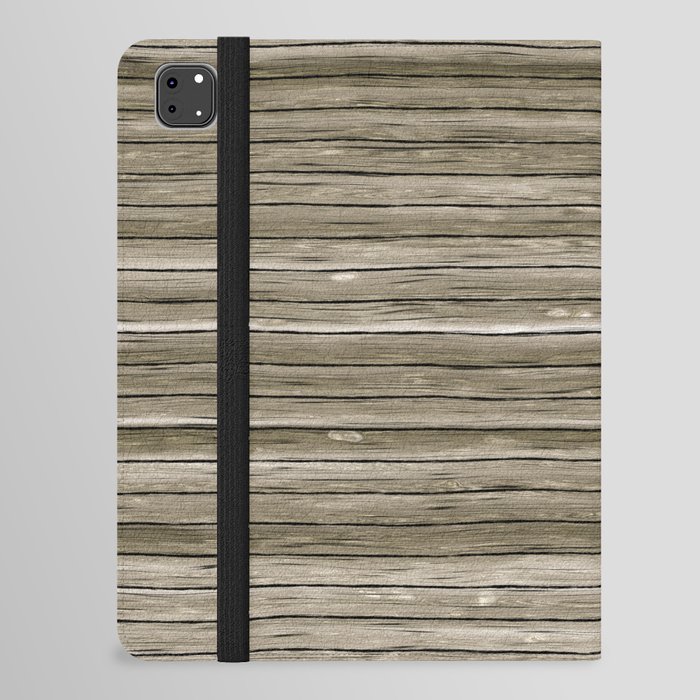 Light grey horizontal wood board iPad Folio Case