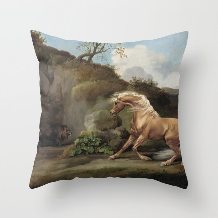 Horse Frightened by a Lion Throw Pillow