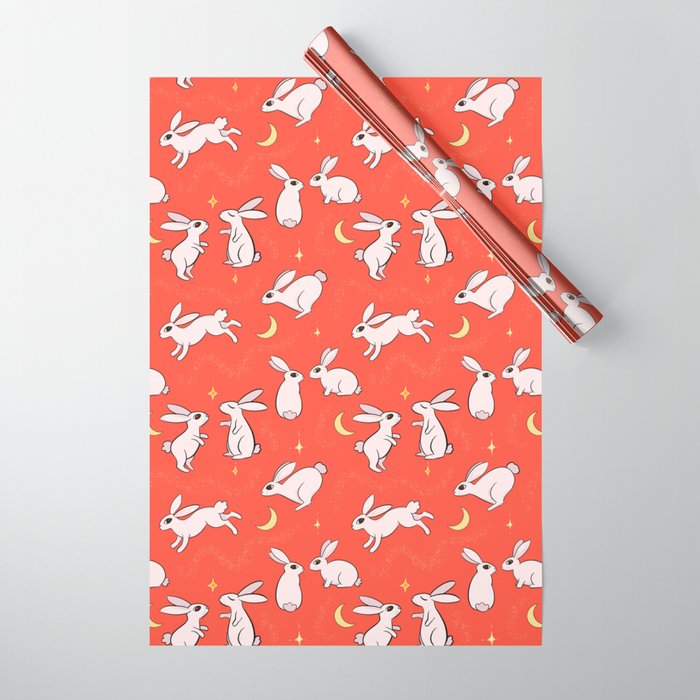 Lunar Bunnies - Red Wrapping Paper