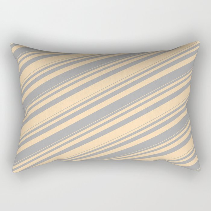 Dark Gray & Tan Colored Stripes/Lines Pattern Rectangular Pillow