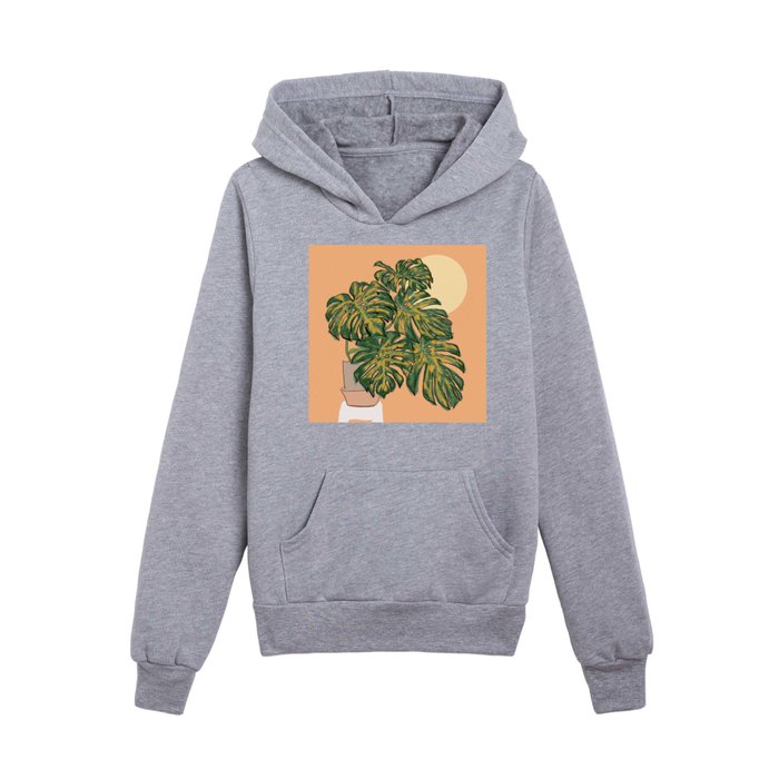 Monstera Painting Kids Pullover Hoodie