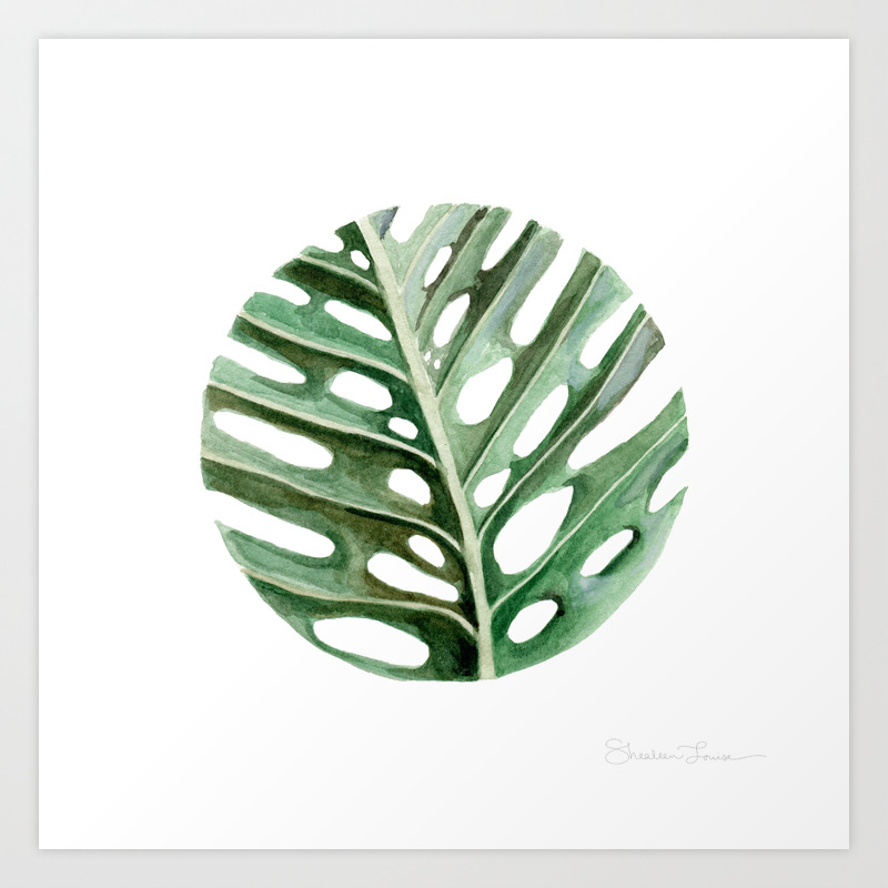 Circular Monstera Leaf Painting Art Print By Shealeenlouise Society6