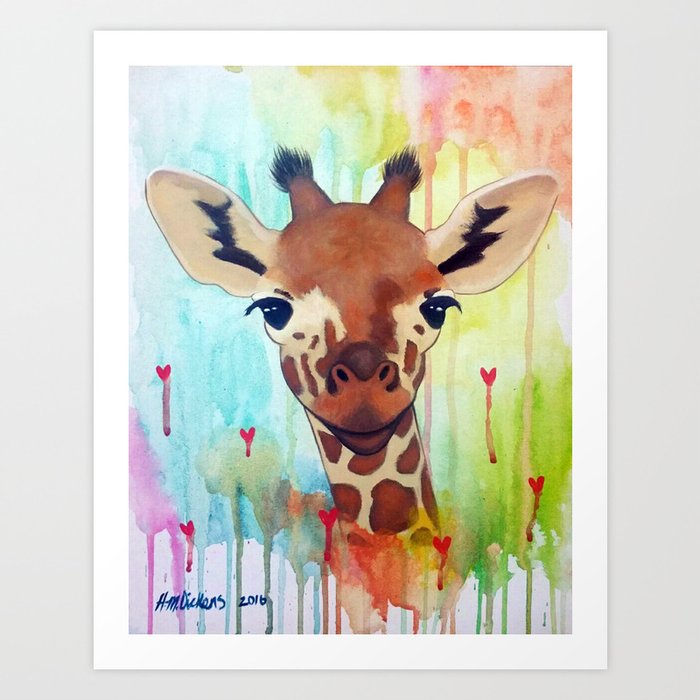 Rainbow Giraffe Art Print By Thesunnysideoftheshade Society6