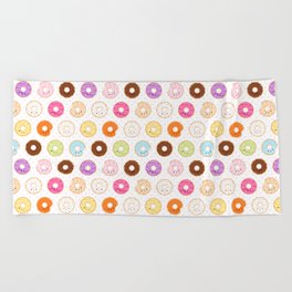 Happy Cute Donuts Pattern Beach Towel