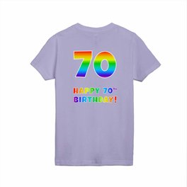 [ Thumbnail: HAPPY 70TH BIRTHDAY - Multicolored Rainbow Spectrum Gradient Kids T Shirt Kids T-Shirt ]