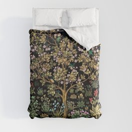 William Morris Northern Garden with Daffodils, Dogwood, & Calla Lily Floral Textile Print Duvet Cover