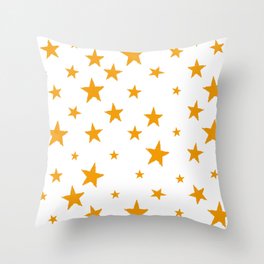 Hand-Drawn Stars (Orange & White Pattern) Throw Pillow