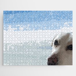 Dog Eyes.   cute, dogs, dog, pet, children, kids, blue, white, art, decor, society6. Jigsaw Puzzle