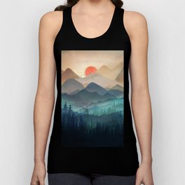 Wilderness Becomes Alive at Night Tank Top | Sunrise, Birds, Watercolor, Summer, Peak, Art, Gallerywalls, Travel, Sun, Curated 