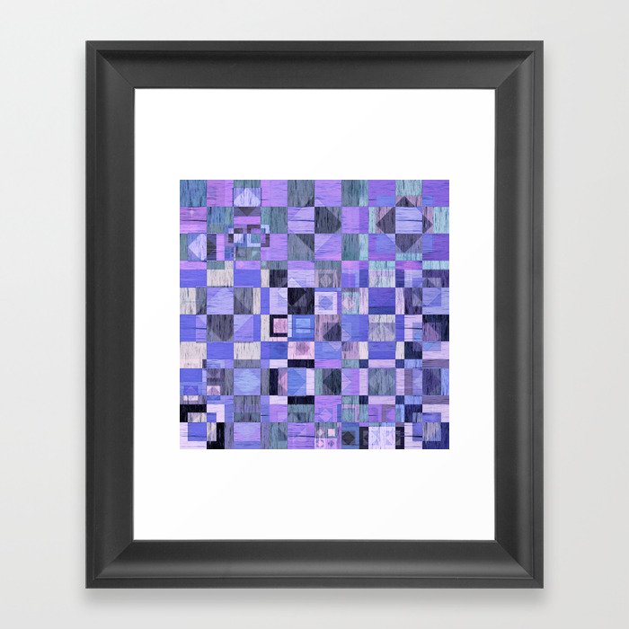 Pantone Periwinkle Distressed Checkerboard Framed Art Print