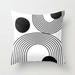 Modern Minimalist Line Art in Black and White Throw Pillow