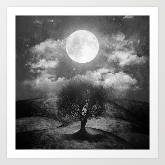 Black and white - Once upon a time... The lone tree. Art Print
