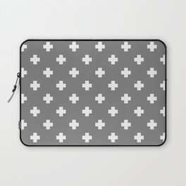 White Swiss Cross Pattern on Light Grey background Laptop Sleeve