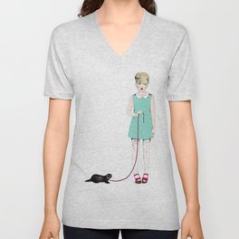 The girl with the ferret V Neck T Shirt