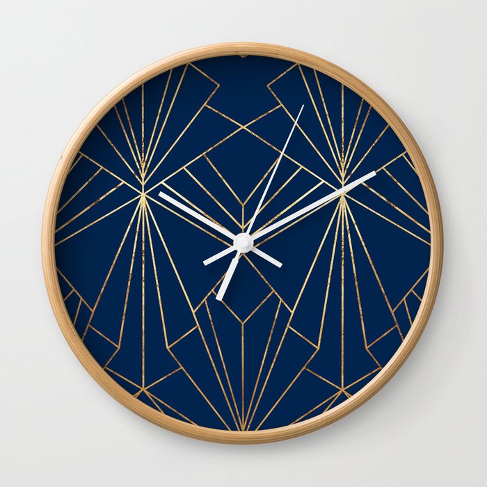 Navy Blue Art Deco - Large Scale Wall Clock